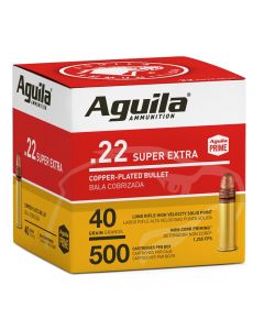 Aguila Ammunition .22 LR Super Extra Rifle Ammo - 40 Grain | Copper Plated Solid Point