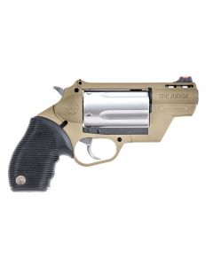 Taurus Public Defender Revolver - FDE / Stainless | 45 Colt / 410 Ga | 2.5" Barrel | 5rd | Rubber Grip | Fiber Optic Sight | Poly Frame