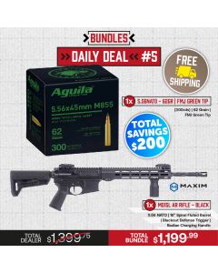 Bundle - 1 Box (300rds) Aguila 5.56NATO 62gr Green Tips and 1 Maxim MD15L AR15 Black