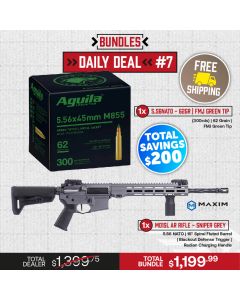 Bundle - 1 Box (300rds) Aguila 5.56NATO 62gr Green Tips and 1 Maxim MD15L AR15 Sniper Grey
