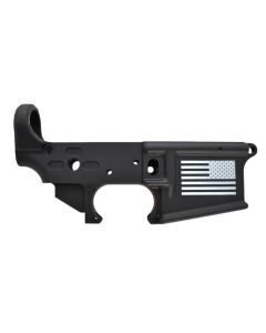 FosTech Tech-15 Forged AR-15 Lower Receiver - Black | Stripped | Flag Logo