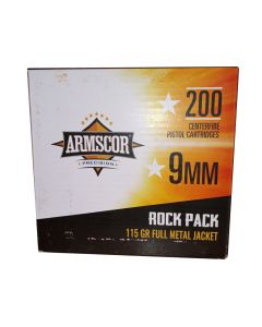 Armscor 9mm Pistol Ammo - 115 Grain | Full Metal Jacket | Rock Pack