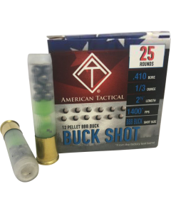 ATI .410ga Buckshot 2.5 inch Shotgun Shells - 12 Pellets | BBB Buck | 1400 fps | 1 Case (10 boxes/250 rds)