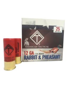 Box of ATIACL12G6C ATI 12ga Game Load 2.75 inch Shotgun Shells with two shells next to box