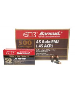 Barnaul .45 ACP Pistol Ammo - 230 Grain | FMJ | Steel Casing | 500rd Case