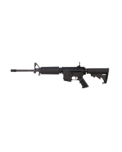 Bushmaster M4 Patrolman's Flat Top-CA AR15 Rifle - Black | 5.56NATO | 16" Barrel | M4 Handguard | A2 Flash Hider | M4 Collapsible Stock | Flip-Up Rear Sight | Fixed 10rd Mag | CA Compliant