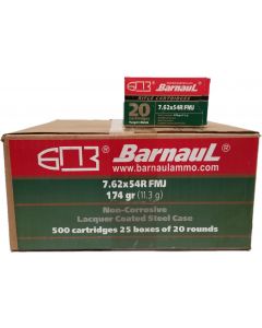 Barnaul 7.62x54R Rifle Ammo - 174 Grain | FMJ | Lacquered Steel Casing | 500rd Case