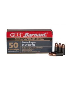 Barnaul 9mm Pistol Ammo - 115 Grain | FMJ | Steel Casing | 500rd Case