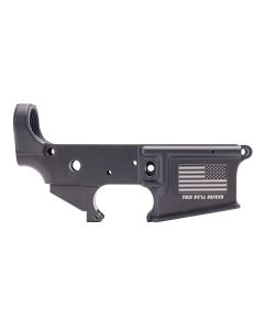 Anderson AM-15 Forged Stripped AR15 Lower Receiver - Black | Flag & "This We'll Defend" Slogan