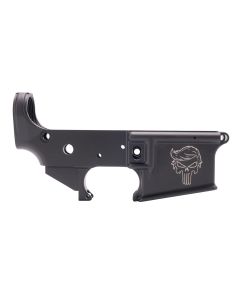 Anderson AM-15 Forged Stripped AR15 Lower Receiver - Black | Trump Punisher Logo | Retail Packaging