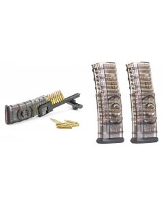 ETS UNIVERSAL RIFLE MAG LOADER | Fits Rifle Magazines Bundled w/ TWO ETS .223 Rem & 5.56 NATO Rifle Mag Smoke Gray | FITS AR15 Rifle | 30RD Mag | WITH COUPLER