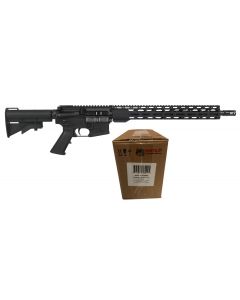 Radical Firearms Forged AR15 Rifle - Black | 7.62x39 | 16" Heavy Barrel | 15" Free Float M-LOK Thin Rail | CAR-15 Style Stock Bundled w/ One Wolf Steel Case 7.62x39mm Rifle Ammo - 122 Grain | FMJ | 1000rd Case