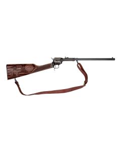 Heritage Rough Rider Rancher Carbine - Black | .22 LR | 16" Barrel | 6rd | Walnut Wood Stock | Adj. Buckhorn Sights | Leather Sling | US Flag w/Soldier Engraving