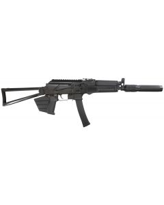 Kalashnikov USA California Compliant KR-9 AK Rifle - Black | 9mm | 16.25" Barrel w/ Faux Suppressor Barrel Shroud | Fixed Triangle Stock | CA Legal Featureless w/ Fin & Thumb Rest
