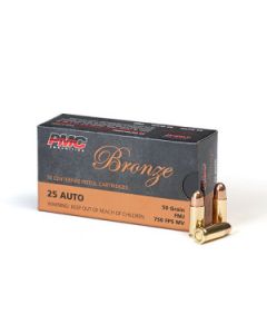 PMC Bronze .25 ACP Handgun Ammo - 50 Grain | FMJ | 50rd Box