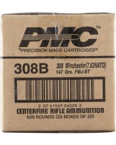 PMC Bronze .308 Winchester Rifle Ammo - 147 Grain | FMJ-BT | 1 Case (25 boxes)