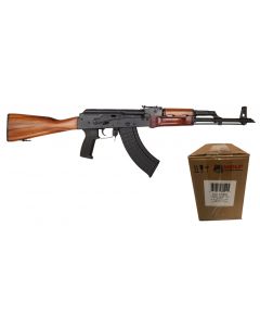 Riley Defense RAK47 AK-47 Rifle - Teak | 7.62x39 | 16" Barrel Bundled w/ One Wolf Steel Case 7.62x39mm Rifle Ammo - 122 Grain | FMJ | 1000rd Case