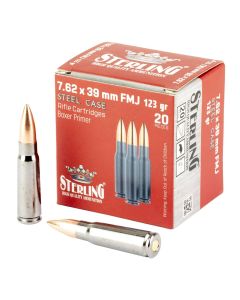 Sterling Exclusive Steel Cased 7.62x39 Rifle Ammo - 123 Grain | FMJ