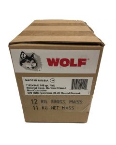 Wolf Steel Case 7.62x54R Rifle Ammo - 148 Grain | FMJ | 500rd Case