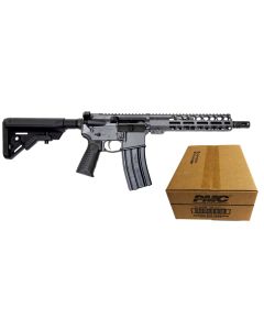 Battle Arms Development Forged WORKHORSE AR15 SBR - Grey | 5.56NATO | 10.5" Barrel | 9.5" M-LOK Free-Float Rail | Ambi Charging Handle | B5 Stock | Nickel Teflon Trigger Bundled w/ ONE Case PMC X-TAC 5.56NATO Rifle Ammo - 62 Grain | LAP