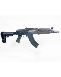 Zastava ZPAP92 AK-47 Pistol BULGED TRUNNION 1.5MM RECEIVER - Stained Wood Handguard | 7.62x39 | 10" Chrome Lined Barrel | Booster Brake | SBA3 Arm Brace