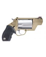 Taurus Public Defender Revolver - FDE / Stainless | 45 Colt / 410 Ga | 2.5" Barrel | 5rd | Rubber Grip | Fiber Optic Sight | Poly Frame