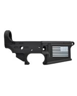 FosTech Tech-15 Forged AR-15 Lower Receiver - Black | Stripped | Flag Logo