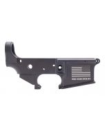 Anderson AM-15 Forged Stripped AR15 Lower Receiver - Black | Flag & "These Colors Never Run" Slogan
