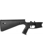 Wraithworks WARP-15 Polymer Complete AR15 Lower Receiver - Black | Mil-Spec Parts Kit | Integral Buttstock & Textured Pistol Grip | Trap Door Buttplate