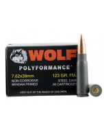 Wolf Steel Case 7.62X39mm Rifle Ammo- 123 Grain | FMJ | 1000rd Case