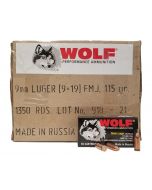 Wolf Bi-Metal Case 9mm Luger Handgun Ammo- 115 Grain | FMJ | *1350rd Case*
