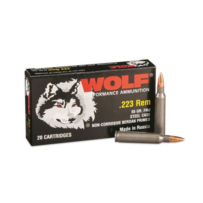 Wolf Steel Case .223 Remington Rifle Ammo - 55 Grain | FMJ | 1000rd Case