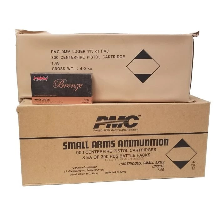 PMC Bronze Battle Pack 9mm Luger Handgun Ammo - 115 Grain FMJ 900rd (3-img-0